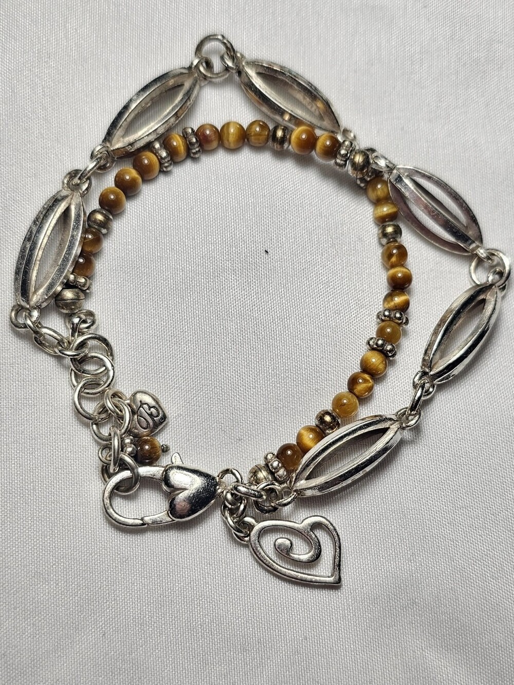 Brighton Tiger's Eye And Silver Two Strand Bracelet